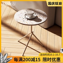 Danish MeiYiLi design ins a few corners light luxury small round table Nordic sofa side table terrazzo tea table