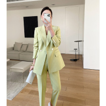 YIMU Vanilla Green Suit Suit Woman Spring Autumn Jacket 2022 Padded Shoulder High-end Positive Dress Professional Dress Superior Sensfeel Woman
