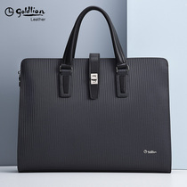 Kinley Coming Mens Bag Mens Briefcase Business Genuine Leather Handbag Business With Big Capacity Luxury Brands Light Luxury Leather Bag