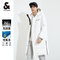 Jack Jones men's winter warm tide cap Teflon waterproof anti-fouling anti-oil three-proof long down jacket coat
