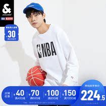 Jack Jones Methodist Mens NBA joint LOGOMAN trend round neckline embroidered cover-cloth sports necropolis