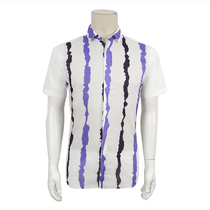 Special 599-Mens short-sleeved shirt simple white line slim fit slim Italian