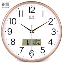 Platinum morning mute wall clock creative fashion quartz clock simple clock living room bedroom clock modern home wall watch