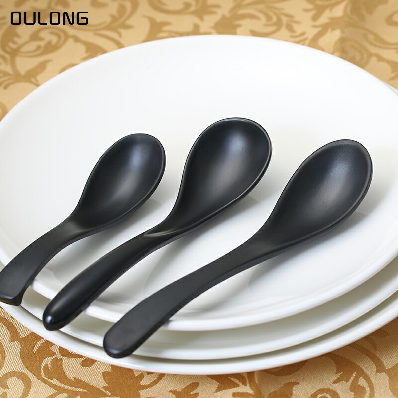 Misamine small spoon black matte hotel commercial household plastic faux porcelain long handle hook spoon spoon spoon spoon