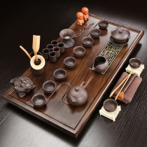 Solid wood tea tray Simple tea table set Home living room office drainage ceramic glass Kung Fu tea set whole piece