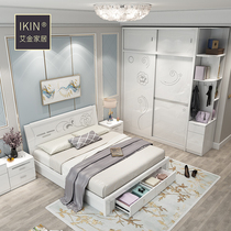 Bedroom furniture combination set suite master bedroom furniture double bed modern minimalist wardrobe dressing table wedding bed