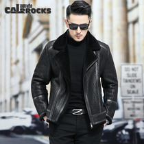 2021 Winter new fur coat men mens leather leather leather jacket short suit collar locomotive clothing leather jacket