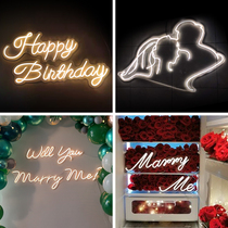 Happy birthday LED light happybirthday decoration neon light custom luminous word marryme proposal lamp