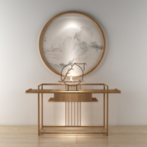 Chinese solid wood strip case Wood frame hanging painting combination Entrance table for the table Solid wood table round solid wood border decoration