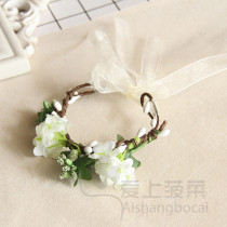 Hipster wreath wrist bracelet flower hand Flower Dance table performance tourism holiday wedding bridesmaid beautiful