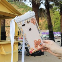 Cute cartoon mobile phone waterproof bag can touch screen airbag diving sleeve sealed bag seaside swimming rafting hot spring