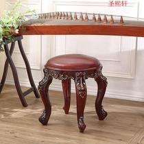 Guzheng stool log color low stool bedroom dressing table living room simple dining table Home adults strong piano stool