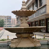Yellow rust stone carving Fountain Square garden courtyard European style water spray landscape falling water flower bowl ornaments outdoor transfer ball