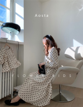 Floral small bunk spot Korean childrens clothing discount the Aosta square Collar Temperament for a parent-child dress