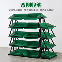 Fresh supermarket vegetable and fruit shelves super steel wood vegetable racks against the wall New convenience store store commissary multi-layer