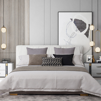 Light extravagant beds modern minimalist light and luxurious style Rooms Horizontal Bed bedding Soft clothing Multi-piece sets