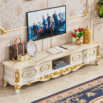 Eurostyle marble TV cabinet Tea Table Living Room Suit Combination Modern Minima Solid Wood Carved white baking lacquered wall cabinet