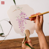  Double-sided thickened rice paper blank group fan Zigong fan Hand painting Chinese painting watercolor painting brush word DIY ancient fan surface