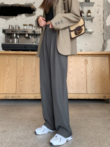 South Korea Casual Pants Woman High Waist Pituality Spring Autumn Fashion Commuter Wind Loose Straight Barrel Broadlegged Pants Tugging West Dress Pants