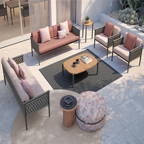 Nordic outdoor sofa rattan furniture double creative courtyard leisure coffee table rattan art living room balcony rattan chair sofa