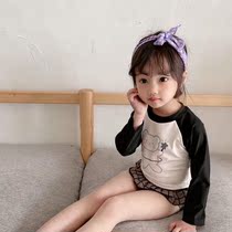 1-2-3-4-5-6-7-8-9 years old female baby children Korean long-sleeved sunscreen split swimming suit set