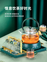 Light luxury herb tea set glass afternoon tea teapot cooking teapot European high-end flower teapot set appliances