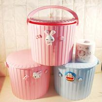 Cartoon bucket stool plastic can sit fishing bucket with lid portable bath basket washing bucket toy storage bucket stool