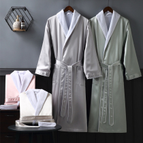 Five-star hotel robe womens spring and autumn double bathrobe mens long absorbent quick-drying couple cotton bathrobe thickened