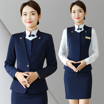Hotel work clothes Female professional suit suit Female property sales department Customer service front desk work dress stewardess uniform