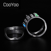 Coyoo cold ring cold ring plus body defense ring titanium alloy ring EDC tritium tube luminous defense window breaker