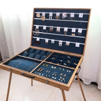 Set up stall jewelry box portable wheel multi-function earring necklace display stand floor night market jewelry box with light