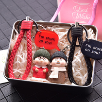 Couple simple keychain A pair of school bags pendant creative cartoon car key chain couple Korean cute gift