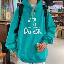 Letter printed hooded pullover sweater mens spring and autumn thin loose large size tide ins simple and versatile top