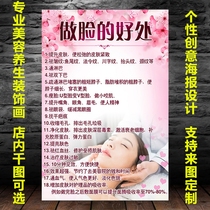 The benefits of making a face Decorative picture facial care muscle acupuncture spa beauty salon promotional poster background wall hanging painting