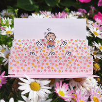 Japan authorized popular big treasure rabbit flower General birthday parent-child primary school teachers day three-dimensional greeting card