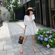 2021 New small sub-style Temperament Superior White Fairy V Collar Dress Children Summer Dress Thin