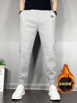 Tide brand winter thick velvet casual pants mens net red pants mens Joker slim slim pants spring and autumn