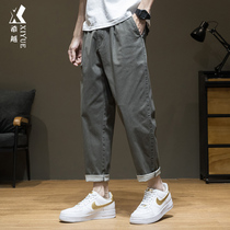 Spring and Autumn Mens Casual Pants Straight Mens Pants Loose Size Autumn Mens 2021 New Fat Summer ankle-length pants