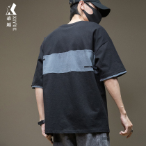 Summer ins Chains Short sleeves T-shirts Mens pure cotton Summer clothes Half sleeves Loose Fatter Big Code Mens Compassionate Mens Clothing