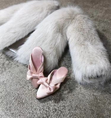 taobao agent Satin bow slippers 4 color into Blythe small cloth OB24 size three -page night doll slippers spot