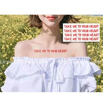 Red English alphabet tattoo Stickers Clavicle Chest Sexy Waterproof Female Long Lasting TakeMeImYours Flower Arms