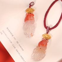 Hong luck when the head natural southern red lychee jelly koi ancient French silver pendant pendant (youxin)