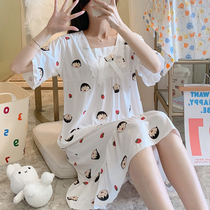 Princess style pajamas womens summer thin cotton short sleeve nightgown female students cute summer Net red popular home clothes