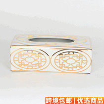 American modern ceramic carton storage cans household hotel ceramic powder cans cosmetics storage boxes paper towels