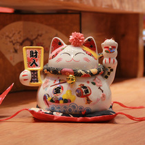 Shop stalls Lucky cat small ornaments Cashier Hotel ornaments Ceramic home decoration Piggy bank opening gifts