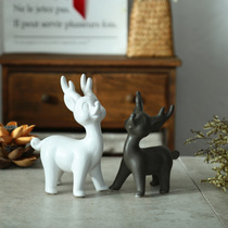 Creative ceramics lucky sika deer craft ornaments home living room wine cabinet Porch Room