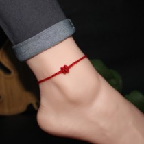 Simple red rope anklet Small Mahayana King Kong knot hand rope foot rope men and women couples girlfriends ward off evil spirits and keep safe