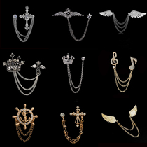 Korean version of personality Joker corsage female British style mens brooch suit with accessories tassel chain coat pin