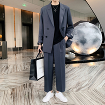 Korean suit suit men Korean version of loose trend net hair stylist British casual small suit long coat