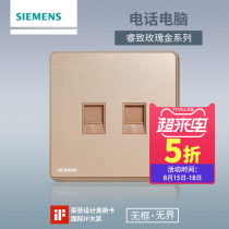  Siemens switch socket panel Ruizhi rose gold two-digit telephone computer